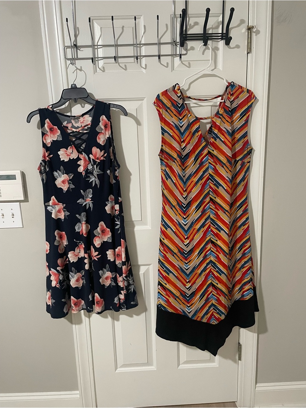 Sleeveless Navy Floral A-Line Dress with Pink Blooms and bluet  maxi 1x bundle